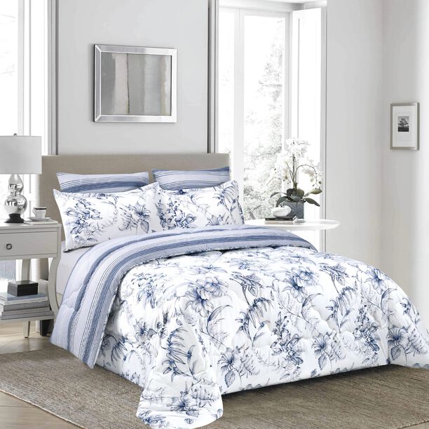 Cottage Comforter Set 3 Pieces Twin Uskudar Indigo image number 0