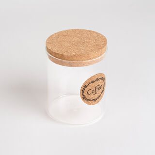 Alberto glass storage jar with cork lid & coffee sticker