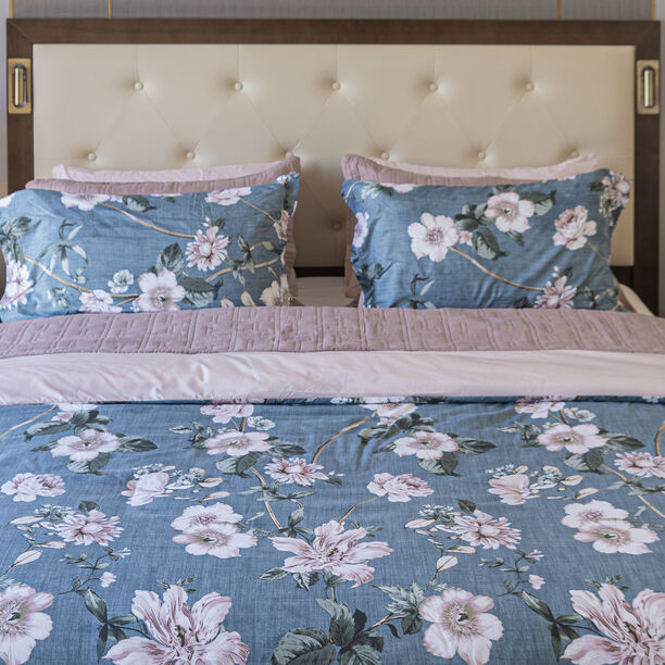 Cottage Microfiber King Comforter 6 Pcs Set, Blue/Pink, 230*250Cm image number 1