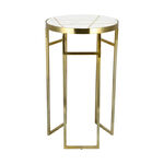 Side Table Round Marble And Metal White image number 0