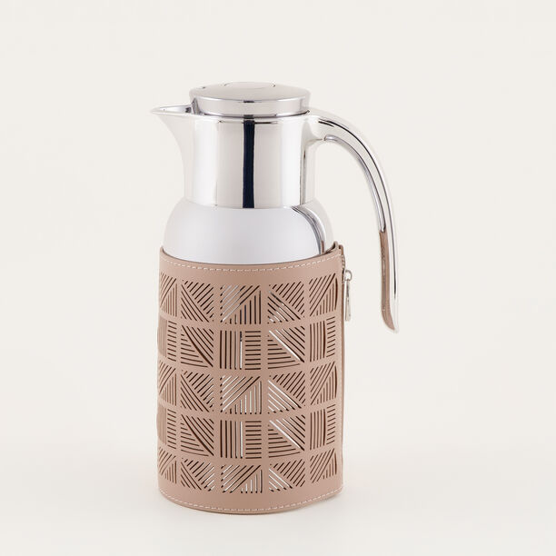 دلتي دلة ستانلس ستيل بلمسة جلد، بيج 1.3 لتر image number 1