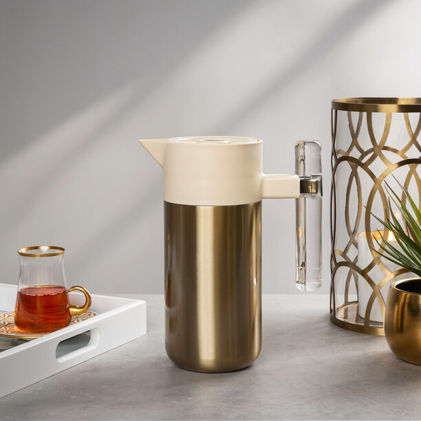 Steel Vacuum Flask 1.2L Arab Graph Matt Gold image number 3