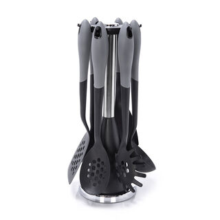Alberto 6 piece cooking utensil set black and grey color
