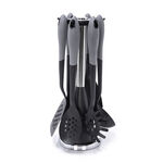 Alberto 6 Piece Cooking Utensils With Rotating Stand Black Gray Color image number 1