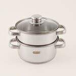 Pentola 2 tier stainless steel steamer with glass lid, silver image number 0