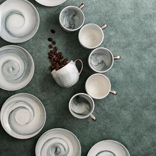 La Mesa Marble With Silver Coffee Set 12 Pieces 