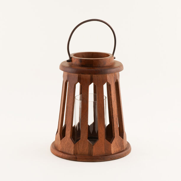 "هومز حامل شمع تصميم فانوس خشب ومعدن طبيعي 31*26*26سم image number 0