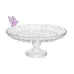 Glass Butterfly Cake Stand 1 Pc Crystal Pink image number 0
