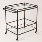 Homez two tier acrylic serving trolley in antique brass 81*52*80cm image number 0