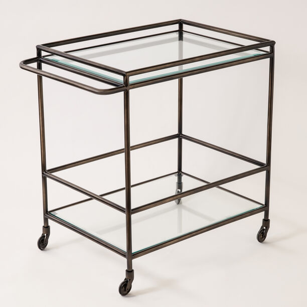 Homez two tier acrylic serving trolley in antique brass 81*52*80cm image number 0