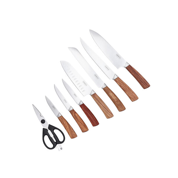 Alberto stainless steel knife set with wooden knife block 9 pcs image number 2