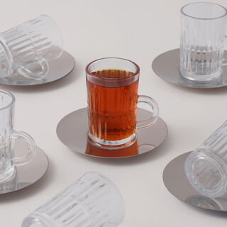 Dallaty Tea Set Glass With Metal Saucer 12 Pcs