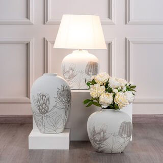 Vase White With Flower Design
