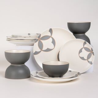 La Mesa grey/white porcelain 18 pc dinner set