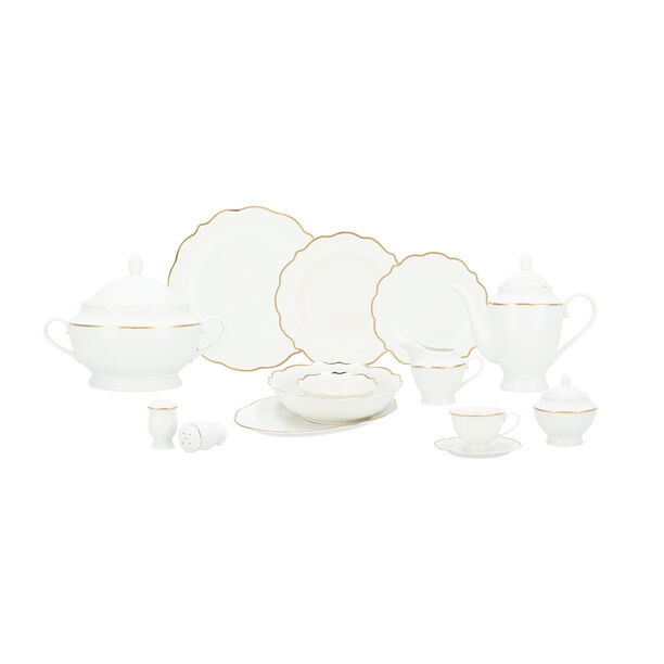 La Mesa gold bone porcelain dinner set 47 pcs image number 0