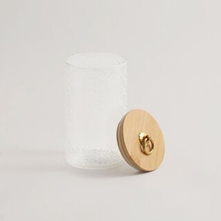 Alberto glass canister with bamboo lid 9*9*15.5cm