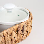 Porcelain 2Pcs Round Casseroles With Lid And Rattan Basket 0.6 L+ 0.6 L image number 2