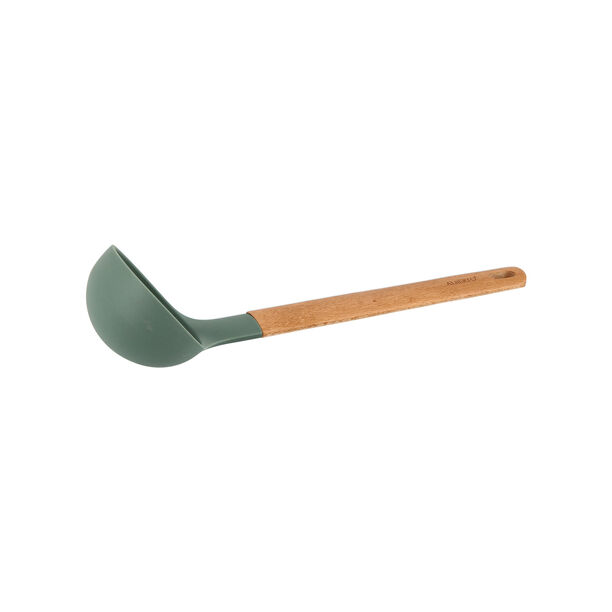 Silicone Soup Ladle with Wooden Handle image number 2