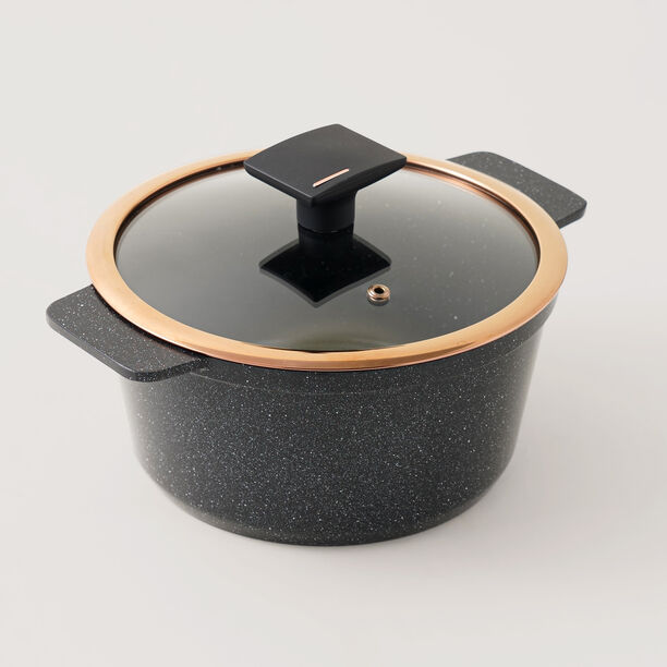 Alberto aluminum casserole with glass lid 4.1L, black image number 0