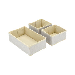 Fabric Set Of 3 Drawers Organizers Beige