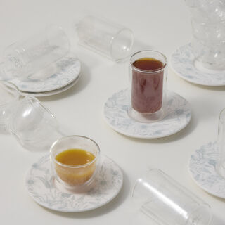 Dallaty white porcelain and glass Tea and coffee cups set 18 pcs