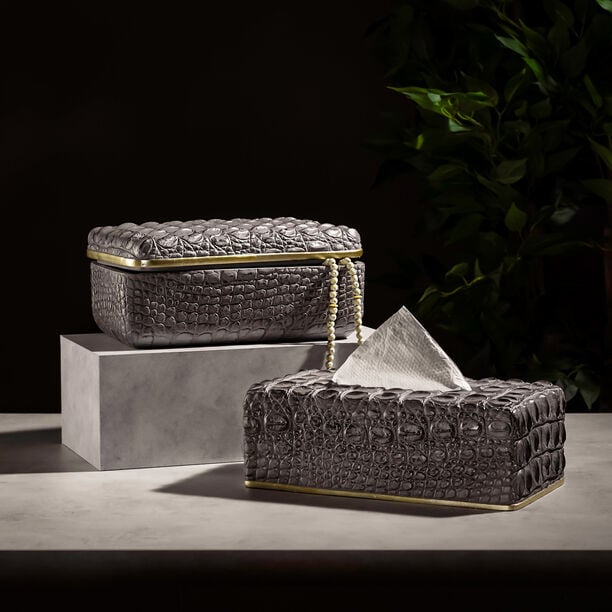 FAUX CROC SKIN TEXTURE TISSUE BOX GREY 26X15X9 image number 0