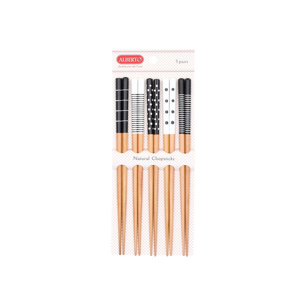 Alberto 10 Pieces Bamboo Chopsticks Set Assorted Black Colors image number 0