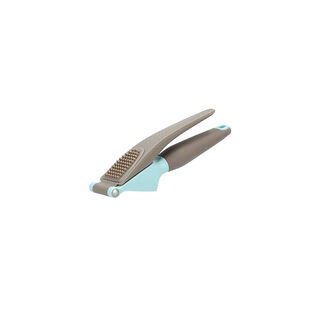Alberto stainless steel garlic presser with blue and brown handle