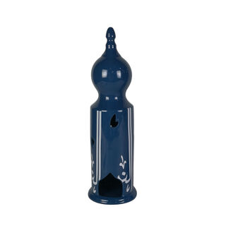 Ceramic Candle Holder Glossy Matt Blue Big 