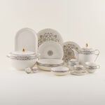 La Mesa Pearl Collection 47 Pcs Porcelain Dining Set, White Pearl image number 0