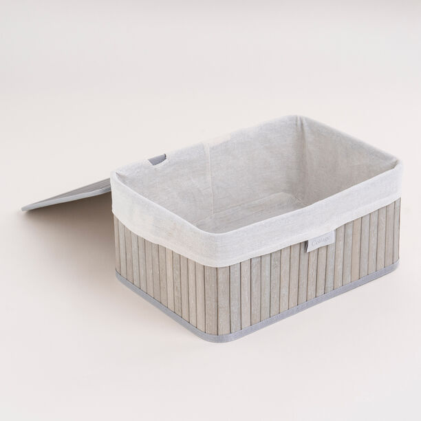 Cottage grey bamboo basket set with lid 3 pcs image number 3
