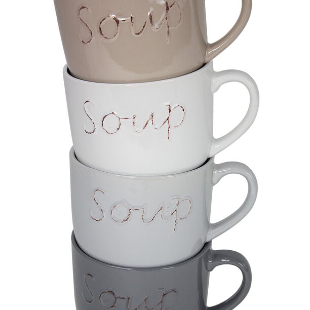 Soup Mugs Set 4Pcs Mix Colors image number 1