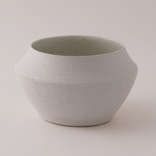 Homez Ceramic Decor Pot, Beige 21*21*12 Cm