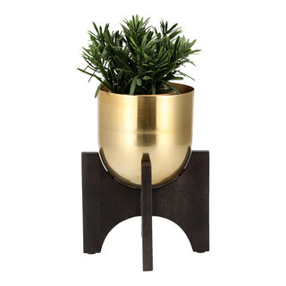 Planter Gold With Wood Stand Gold