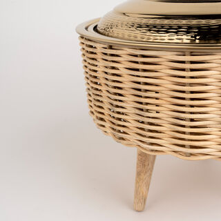 Large Bamboo Basket With Jar Gold