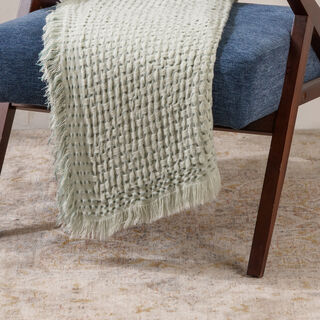 Texture woven throw with fringe 130*170cm gray