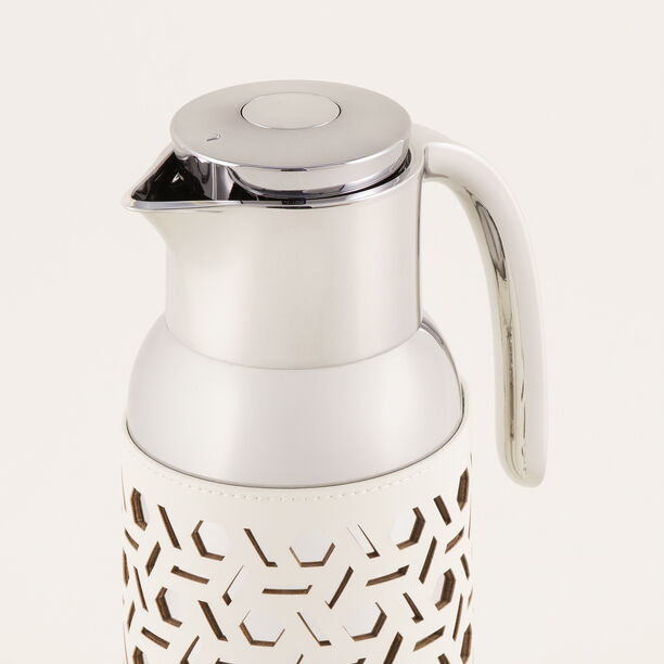 دلتي دلة ستانلس ستيل بلمسة جلد، بيج فاتح 1.3 لتر image number 2