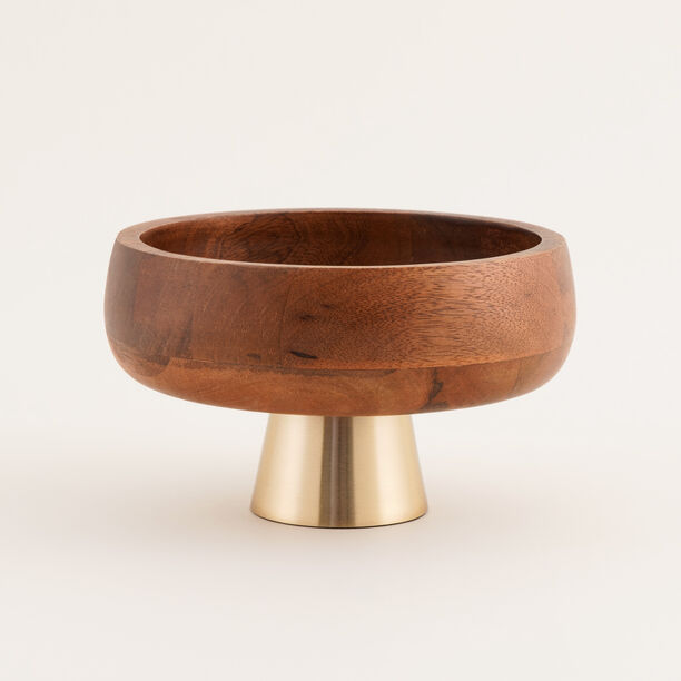 لا ميسا وعاء تقديم خشبي بقاعدة معدنية 18.5سم image number 0