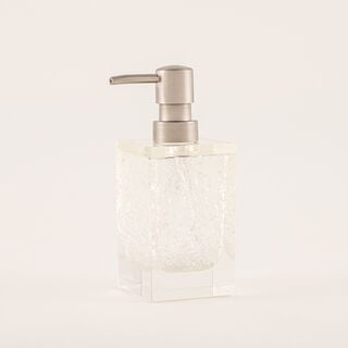 Homez Clear and Brushed Bronze High Clear Polyresin Lotion Dispenser, 7.5*7.5*17.2 Cm