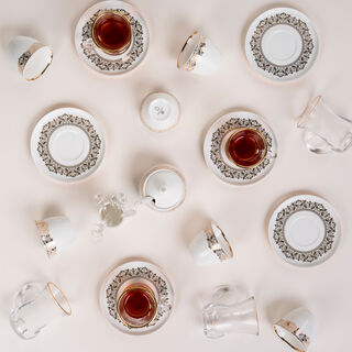 Lamesa 28 Pieces Porcelain Tea And Coffee Set White Gold