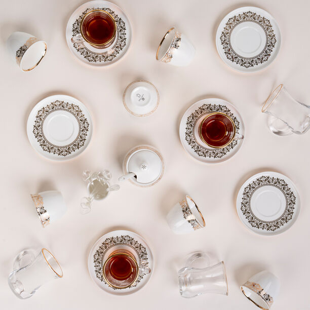 Lamesa 28 Pieces Porcelain Tea And Coffee Set White Gold image number 6