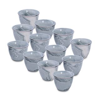 La Mesa 12 Pisces Marble Arabic Coffee Cups Silver
