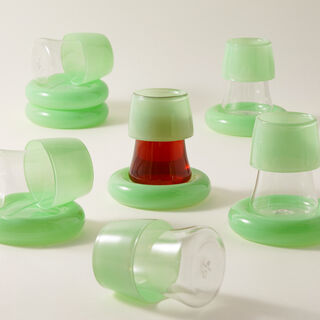 Dallaty 12Pcs Glass Tea Cup Set With Saucers, Light Green