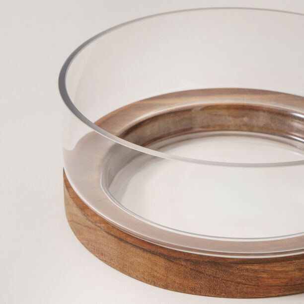 La Mesa glass bowl with wood base 22*8.7cm image number 2