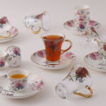 دلتي طقم شاي وقهوة عربية 18 قطعة من الاكريليك بنقشة زهور image number 0