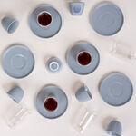 Dallaty light blue glass and porcelain Tea and coffee cups set 18 pcs image number 4