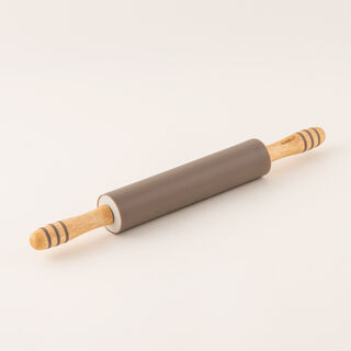 "Alberto silicone rolling pin with wooden handle, brown