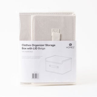Homez Clothes Organizer Storage Box Polyester, Beige 43*28*25Cm