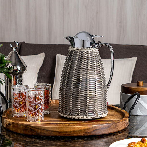 Dallety Steel Vacuum Flask Rattan Design Gray 1L image number 0
