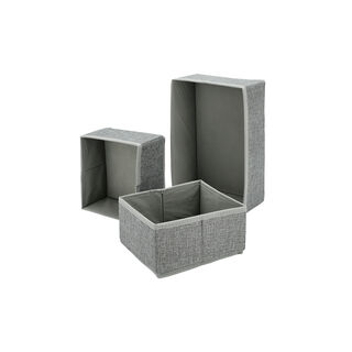 FABRIC SET OF 3 DRAWERS ORGANIZERS GREY